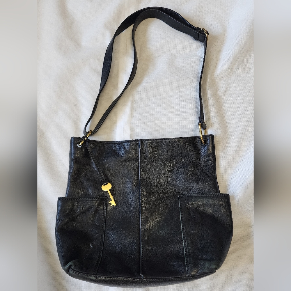 Fossil Black Leather Shoulder Bag